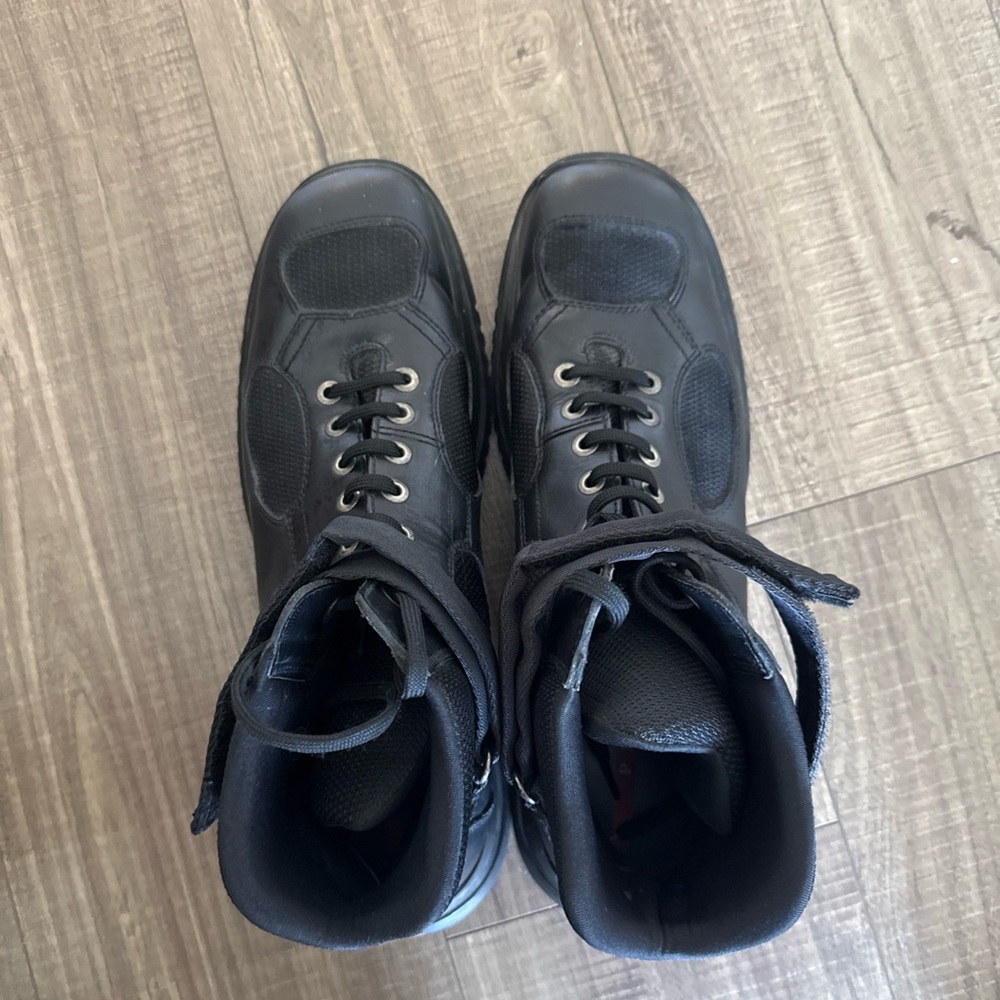 Prada Black Leather Boots with Velcro Strap - Picture 11 of 11